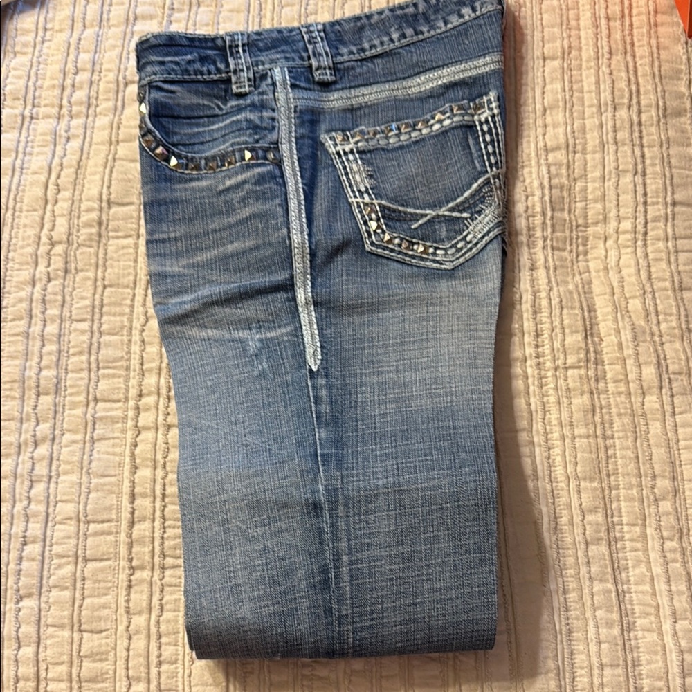 Rock & Roll Cowgirl Studded Blue Jeans